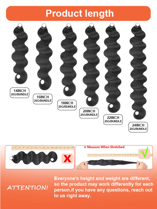 Body Wave Feather Crochet Human Hair Extensions – Natural Black | Coliki Hair
