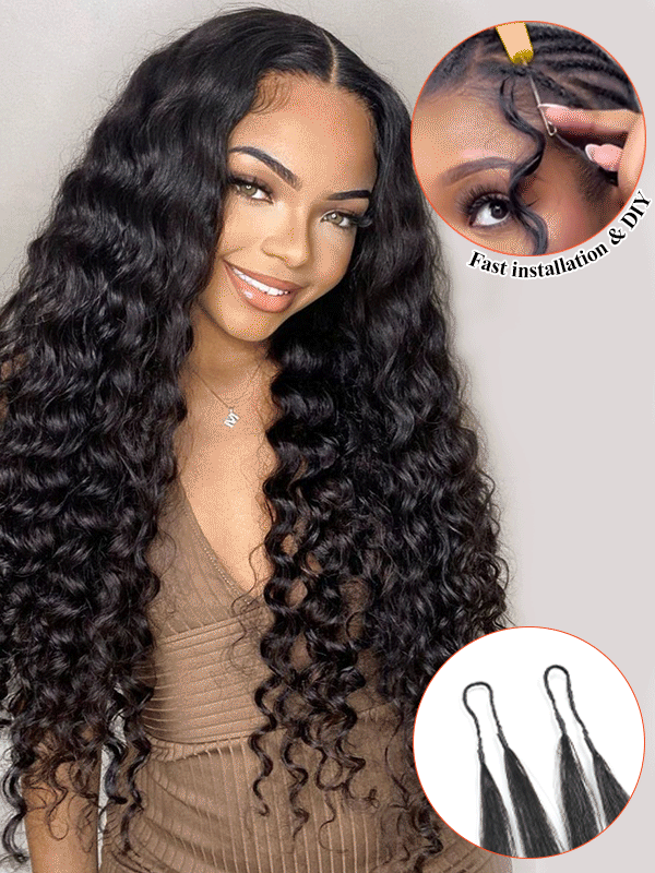 Deep Wave Feather Crochet Human Hair Extensions – Natural Black | Coliki Hair
