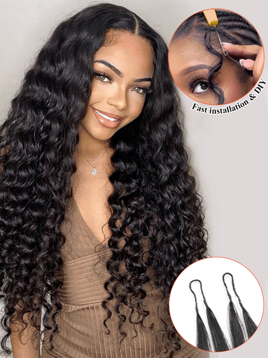 Deep Wave Feather Crochet Human Hair Extensions – Natural Black | Coliki Hair