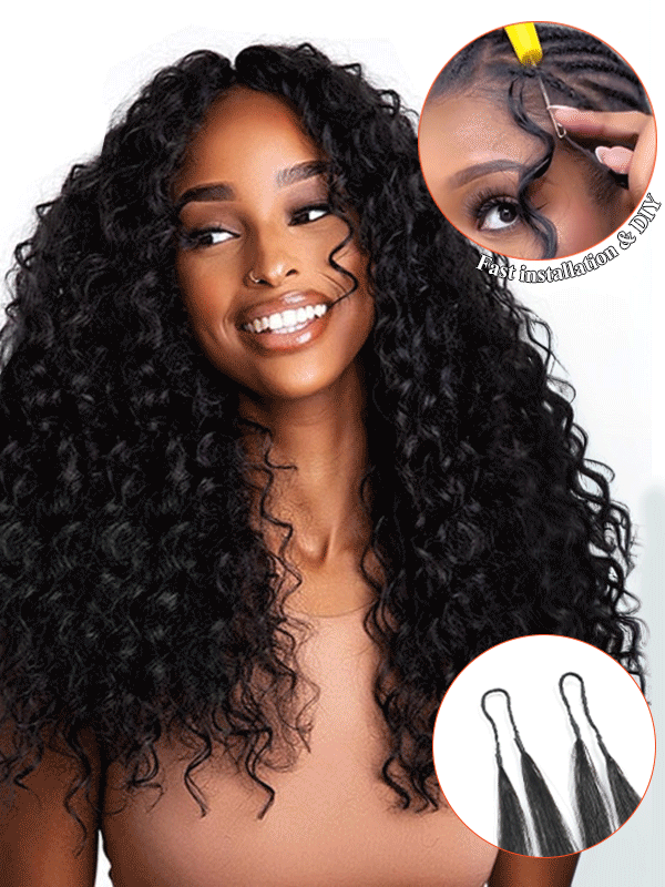 Water Wave Feather Crochet Human Hair Extensions – Natural Black | Coliki Hair