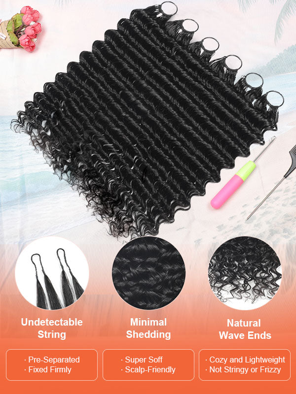 Deep Wave Feather Crochet Human Hair Extensions – Natural Black | Coliki Hair