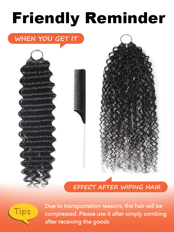 Deep Wave Feather Crochet Human Hair Extensions – Natural Black | Coliki Hair