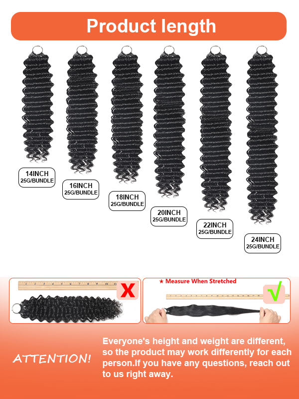 Deep Wave Feather Crochet Human Hair Extensions – Natural Black | Coliki Hair