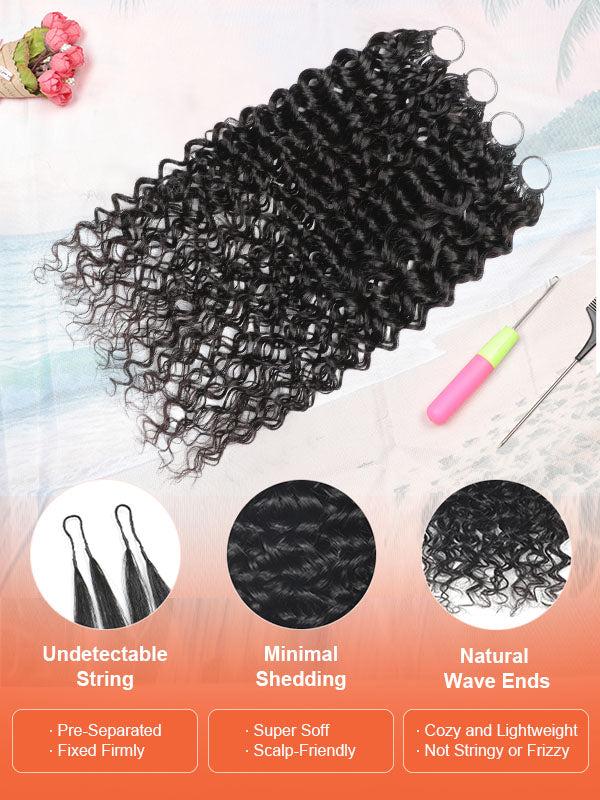 Water Wave Feather Crochet Human Hair Extensions – Natural Black | Coliki Hair